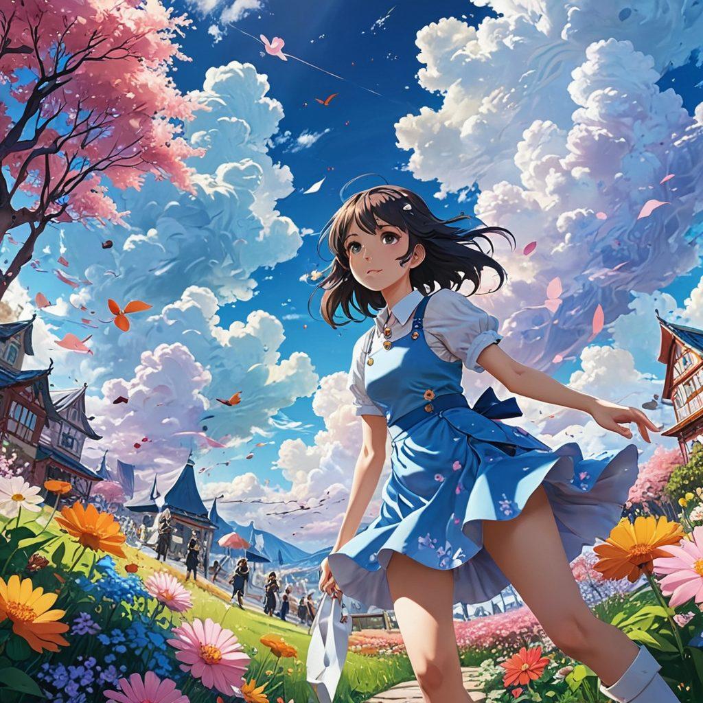 An artistic representation of a vibrant anime and manga scene, showcasing diverse characters engaged in various fantasies and fetishes, surrounded by whimsical elements like colorful petals and dreamlike clouds. Incorporate subtle references to mature themes while maintaining an imaginative and playful tone. Use bold, contrasting colors to capture attention and evoke emotion. Illustrative style with a touch of surrealism for a captivating effect.